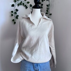 & Other Stories Ivory Knit Top Cotton Blend Long sleeve Sweater Size M